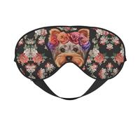 Yorkie - Antifaz para dormir con diseño floral cómodo para dormir, antifaz con bloqueo de luz y correa ajustable
