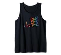 Yorkie arcoíris con latido del corazón y Paw Yorkshire Terrier Camiseta sin Mangas