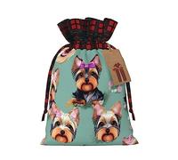 Yorkie - Bolsa resistente con cordón floral de 4.7 x 6.9 pulgadas, bolsa de regalo moderna y práctica para necesidades diarias, 1 unidad