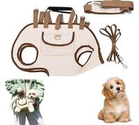 Yorkie Carrier de hombro manos libres, arnés de elevación de cuerpo completo para perros pequeños, correas de chaleco transpirables ajustables con bolsa de golosinas para cachorros pequeños (blanco, M