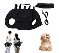 Yorkie Carrier de hombro manos libres, arnés de elevación de cuerpo completo para perros pequeños, correas de chaleco transpirables ajustables con bolsa de golosinas para cachorros pequeños (negro, M)