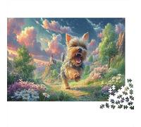 Yorkie Corriendo en Flores Silvestres Rompecabezas 1000 Piezas - Mascotas Puzzle, Regalo, Juego Familiar, Decoración del Hogar, Adultos 38x26cm/1000pcs