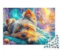 Yorkie descansa en un Paisaje de Cuento de Hadas Puzzle De 1000 Piezas Perro Lindo Perfecto Regalo para Niños, Niñas, Hombres Y Mujeres 52x38cm/1000pcs