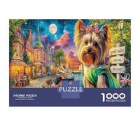 Yorkie en la Ciudad 1000 Pcs Juego De Rompecabezas En Cartulina Superior para Ratos En Familia Yorkie Village Canal Que Hace También Una Magnífica Decoración Y Un Regalo Apreciado 70x50cm/1000pcs