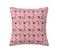 Yorkie - Funda de almohada de poliéster con cremallera oculta, diseño de Yorkshire Terrier, diseño de amor de Yorkshire Terrier, color rosa, funda de almohada decorativa con impresión de doble cara