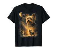 Yorkie Howling to The Moon Vintage 90s Funny Dog Pet Dueño Camiseta