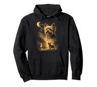 Yorkie Howling to The Moon Vintage 90s Funny Dog Pet Dueño Sudadera con Capucha