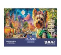 Yorkie in Town 1000 Piezas para Mujeres y Hombres: Yorkie Cerca del Barco y la Ciudad, Divertido y desafiante Juego Familiar, Idea de Regalo, 70 x 50 cm (1000 Piezas)