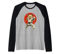Yorkie Karate Dog Cinturón Negro Yorkshire Terrier Artes Marciales Camiseta Manga Raglan