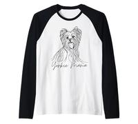 Yorkie Mama Yorkshire Terrier Mom Cute Line Art Dog Artístico Camiseta Manga Raglan