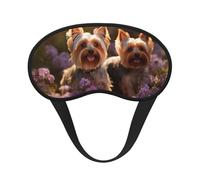 Yorkie - Máscara de ojos negra con estampado floral para dormir en avión, máscara de dormir de poliéster para el hogar y viajes
