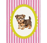 Yorkie Notebook - Cute Lined Journal for Women | 7.5 x 9.25 in | 150 Pages | Pink Striped Aesthetic Cover | COLOURFUL by Steph: Perfect for journaling, school notes, or gifting to stylish dog lovers.