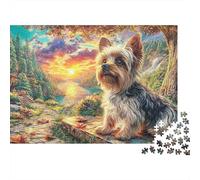 Yorkie Puesta del Sol Puzzle De 1000 Piezas Puzzle Altamente jugable Noches De Puzzle En Familia, Adultos Y Niños 38x26cm/1000pcs