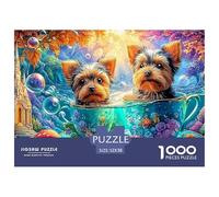 Yorkies en Tazas de té en una Escena de Burbujas mágicas Puzzle De 1000 Piezas Lindo Perro Mascota Cartón Reciclado, Puzzle Desafiante para Adultos 52x38cm/1000pcs