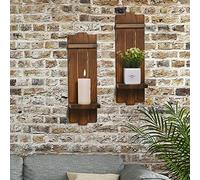 Yorkmills Juego de 2 candelabros de Pared para decoración rústica del hogar, Arte de Pared de Granja, candelabros flotantes de Madera para Sala de Estar, Comedor, Dormitorio, baño