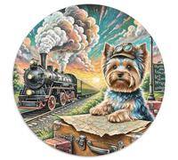 Yorkshire ah Rompecabezas Redondo 1000p Adultos-Niños Los animaless Haustiers Cute Circular Puzzle Niños: Juegos Edugatoivos TaHaustiere Portátil Juguete Edugatoivo 1000pcs (67.5x67.5cm)