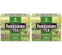 Yorkshire Tea - Té Negro - Mezcla Equilibrada para Áreas con Agua Dura, Infusión Fuerte y Refrescante - 80 Bolsitas de Té (Paquete de 2)