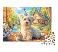 Yorkshire Terrier 1000Pc for The Whole Family Yorkie with Party Hat for Women, Gifts for Men & Adults 38x26cm/1000pcs