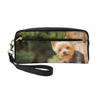 Yorkshire Terrier Bokeh Lindo Perros Pared Yorkie, Bolsa de Maquillaje Bolsa de cosméticos Bolsa de Aseo de Viaje portátil Estuche de Cuero para Mujeres y niñas