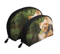 Yorkshire Terrier Bokeh Lindo Perros Pared Yorkie, Bolsa de Maquillaje de Concha, Monedero pequeño para Mujer, Bolsa de artículos de tocador, Bolsa de cosméticos, 2 Piezas