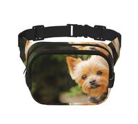 Yorkshire Terrier Bokeh Lindos Perros Pared,Riñonera Cuadrada de Doble Capa, Bolso de Viaje, Bolso Informal para el Pecho.