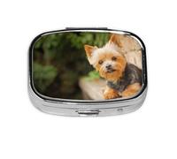 Yorkshire Terrier Bokeh - Pastillero de pared con 2 compartimentos, organizador portátil