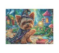 Yorkshire Terrier campo de flores mascota linda fauna silvestre naturaleza salvaje Puzzle 500 Piezas Obra De Arte 3D Realista Rompecabezas Para Hombres Y Mujeres Desafío Intelectual Estera Portátil DI