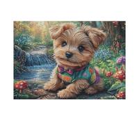 Yorkshire Terrier Campo de Flores Mascota tierna Vida Silvestre Naturaleza Salvaje Puzzle 300 Piezas para Adultos Divertido Desafiante Y Relajante Familia Amigos Y Hobby 300 PCS（40x28cm）