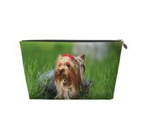 Yorkshire Terrier Césped Lindos Perros Ummer Lazo Rojo, Bolsa de artículos de tocador Bolsa de Maquillaje Bolsa de cosméticos Bolsa de artículos de tocador de Viaje portátil