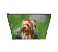 Yorkshire Terrier Césped Lindos Perros Ummer Lazo Rojo, Bolsa de artículos de tocador Bolsa de Maquillaje Bolsa de cosméticos Bolsa de artículos de tocador de Viaje portátil