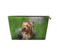 Yorkshire Terrier Césped Lindos Perros Ummer Lazo Rojo, Bolsa de Maquillaje Bolsa de cosméticos Bolsa de artículos de tocador de Viaje portátil Bolsa de artículos de tocador