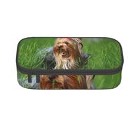 Yorkshire Terrier Césped Lindos Perros Ummer Lazo Rojo, Estuche para lápices, Estuche para lápices Estuche para lápices de Gran Capacidad Estuche para cosméticos