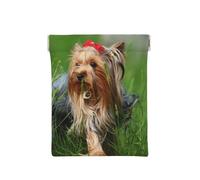 Yorkshire Terrier Césped Lindos Perros Ummer Lazo Rojo, Squeeze Top Wallet Bolsa de Almacenamiento para Mujer Monedero pequeño Bolsa de Cambio