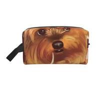 Yorkshire Terrier Comer Fideos Perro Lindo, Bolsa de Maquillaje Bolsa de cosméticos Bolsa de artículos de tocador de Viaje portátil Organizador de Bolsa de Maquillaje