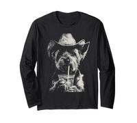 Yorkshire Terrier con café Helado Western Yorkie Dog Cowboy Manga Larga