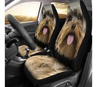Yorkshire Terrier con Cara Divertida 2 Piezas Auto Asiento Delantero Cojín Transpirable Cubre De Asiento Delanteros Suave Fundas De Asientos Delantero Universal para Auto Camión Sedán