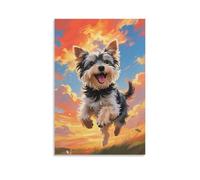 Yorkshire Terrier Cuadro De Pared, Poster Obra De Arte Colgado | Impresión Lienzo Murales, Elegantes Pintura Decor De Hogar Para Dormitorio Pasillo, Regalo 12x18inch(30x45cm)