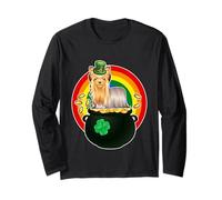 Yorkshire Terrier Dog Lucky Charm Shamrock St Patricks Day Manga Larga