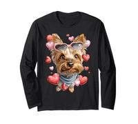 Yorkshire Terrier Dog Yorkie Gafas de San Valentín con Forma de corazón Manga Larga
