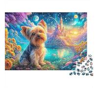 Yorkshire Terrier en un Paisaje Nocturno de Cuento de Hadas Puzzle De 1000 Piezas Perro Lindo Desafío De Ingenio para Todas Las Edades 70x50cm/1000pcs
