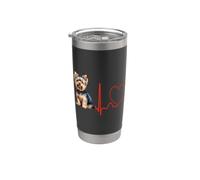 Yorkshire Terrier Heartbeat Funny Dog Lover & Dueño Vaso térmico de acero inoxidable de doble pared
