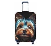 Yorkshire Terrier in Tree Hole - Protector de equipaje elástico, a prueba de polvo y resistente a los arañazos, funda de viaje, se adapta a maletas de 18 a 32 pulgadas, Black, XL