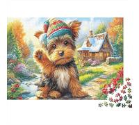 Yorkshire Terrier Jigsaw Puzzles for Adults Cute Yorkie in Colorful Hat 1000 Piece for Women, Gifts for Men 70x50cm/1000pcs