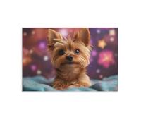 Yorkshire Terrier - Lienzo moderno 3D para pared, diseño de cachorro giclée para sala de estar, impresiones para pasillo y escaleras, impresiones para ocasiones especiales, 30 x 45 cm
