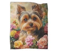 Yorkshire Terrier Manta Sofa Mantas De Peluche Extra Suaves Esponjosas,Warm Manta Lavable Manta De Decoración Interior,Fácil De Cuidar,para Cama Sofa 3D Impresión Manta De Franela 50x60inch(127x152cm
