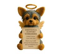 Yorkshire Terrier Memorial Crochet - Muñeca de apoyo emocional hecha a mano con flor de corazón | Regalo de punto positivo para apreciación de la pérdida de mascotas (Yorkshire Terrier)