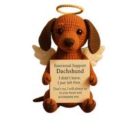 Yorkshire Terrier Memorial Crochet - Muñeca de apoyo emocional hecha a mano con flor de corazón | Regalo de punto positivo para apreciación de la pérdida de mascotas (Dachshund)
