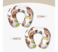 Yorkshire Terrier, Perro Sonriente,Almohada de Viaje de Espuma viscoelástica, Almohada para el Cuello, para avión, Coche, casa, Oficina, Camping.