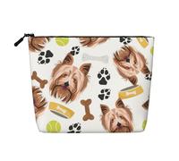 Yorkshire Terrier, Perro Sonriente,Neceser de Maquillaje de imitación Lino, Neceser de Viaje portátil