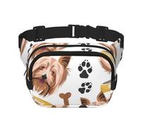 Yorkshire Terrier, Perro Sonriente,Riñonera Cuadrada de Doble Capa, Bolso de Viaje, Bolso Informal para el Pecho.